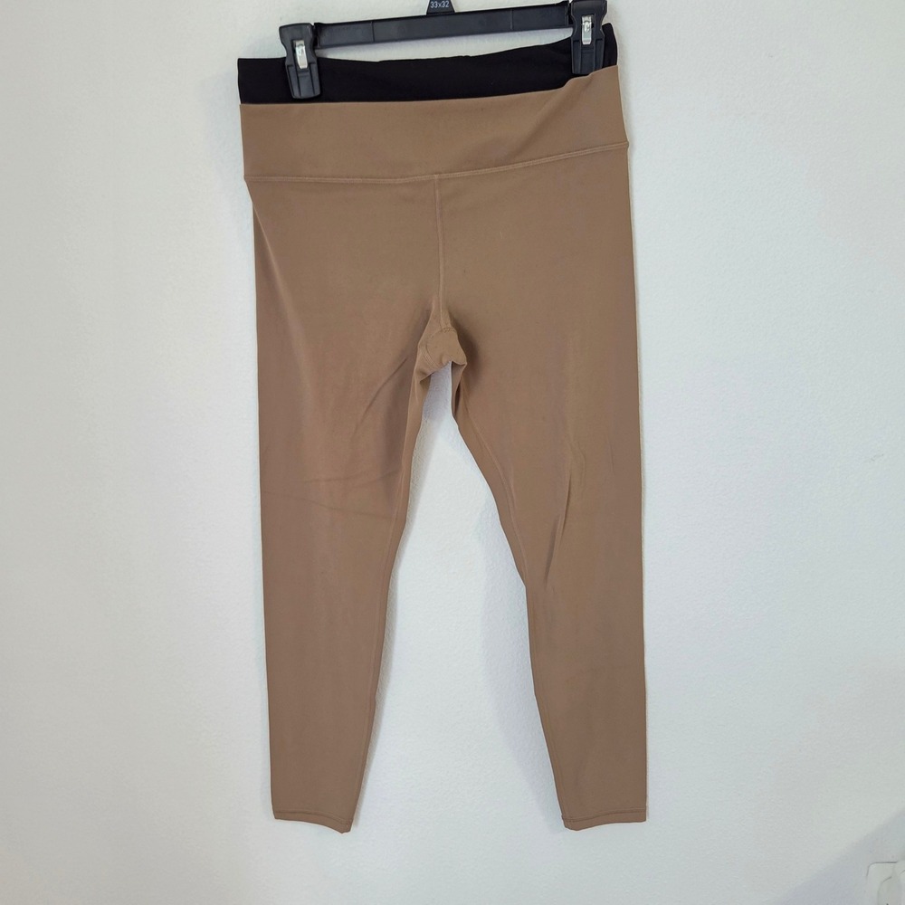 Athleta Ultra High Rise Elation Double Up Tight Leggings Tan Brown Black Size M